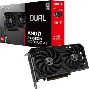 ASUS 듀얼 라데온TM RX 9060 XT 16GB GDDR6 그래픽 카드(PCIe 5.0 HDMI 2.1b 디스플레이포트 2.1a 2.5 슬롯