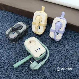 에코너 MT11 휴대용 고속충전 여행용 멀티탭 USB C타입 1구 콘센트 1.5m_