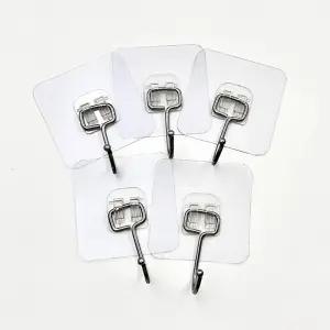 무타공 180도 회전 부착 접착 걸이 고리 후크 투명 5p 무타공액자걸이