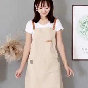 면 데님 캔버스 앞치마 베이지 공방용품 공방용 공예작업 튼튼한 수납 캠핑 다용도 공구