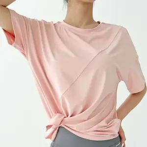 여자 루즈핏 커버업 스포츠 사이드 슬릿 반팔 티셔츠나시 요가 필라테스 커버 여성 웨어 기능성 운동복