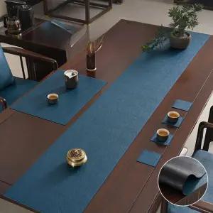 테이블 러너 차 가죽 방수 다도 식탁보