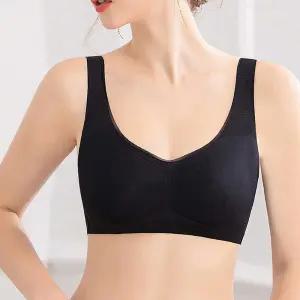 햄라인 에어 쿨메쉬 재질 브래지어 여성 탑 브라 속옷 끈없는 오프숄더