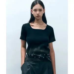 몽돌 빈티지 워싱 코튼 반팔 니트 블랙 MDKT099블랙