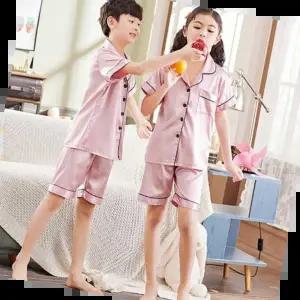 키즈파자마 초등 학생 여름 여행 단체 파자마 반팔 반바지 세트