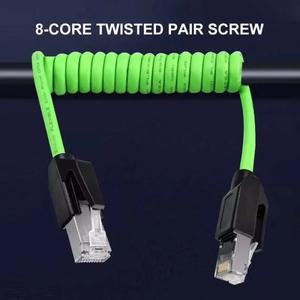 CAT6A 기가비트 차폐 스프링 네트워크 케이블 8Pin RJ45 서보 나선형 이더넷 와이어 로봇용 산업용 PUR 라