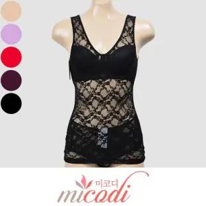 (미코디)여성스러운 플라워 패턴 시스루 몰드 브라런닝