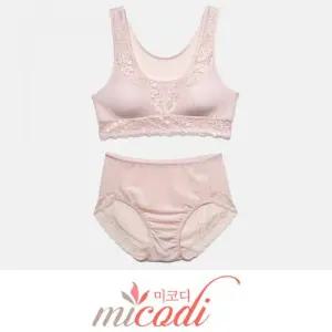 (미코디)레이스 청량한 풍기인견 탑 브라팬티