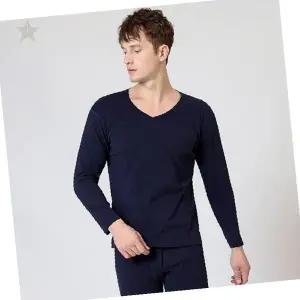 남성 발열 내의 세트 브이넥 긴팔 상하의 겨울 보온 따뜻한 밀착 착용감 베이직