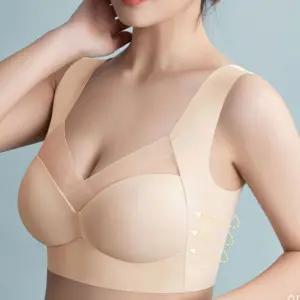 캡일체형 넓은 어깨끈 여성용 비침 심리스 브라 속옷 여름