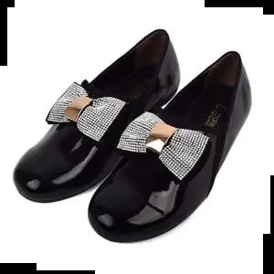 에나멜 리본장식 플랫슈즈 펌프스 정장구두 여성단화