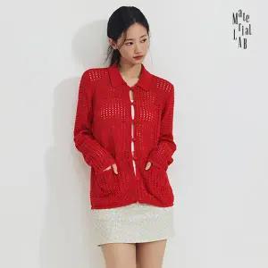 머티리얼랩 26SS 웨이브니팅 오픈워크 가디건
