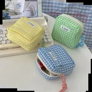 휴대용파우치 체크 미니 다용도 생리대 파우치