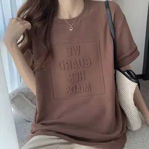 여자 KU32QZ36 여름 데일리 출근 룩 레터링 라운드 티셔츠 코디