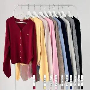 여성 ZZ36GE10 10컬러 캐주얼 베이직 브이넥 긴팔 니트가디건