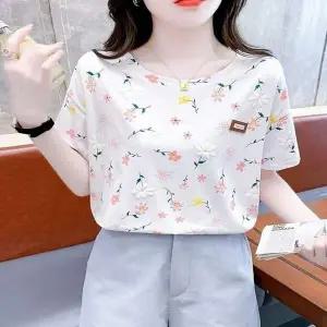 여성 TV04TW99 7타입 봄철 플라워 패턴 여름 루즈 반팔티셔츠