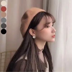 찐빵모자 베레모 여자 겨울 혼방 울 화가모자 팔각모