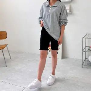 여성 OG04MD97 다니스 반집업 밴딩 긴팔맨투맨 티셔츠 하프집업