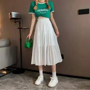 여성 XU77TH15 하체커버 날씬핏 A라인 밴딩 롱스커트 롱치마