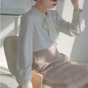 여성 QB05NL10 리본 스카프 포인트 새틴블라우스 오피스룩 새틴