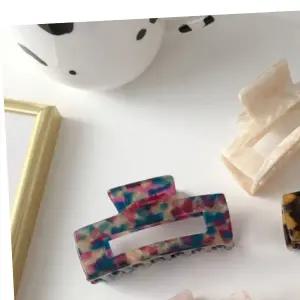 올림머리 사각 집게핀 헤어 반묶음 긴머리 머리핀 사각집게핀 레오파드