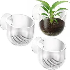 3팩 수족관 식물 홀더 클리어 어항 포트 아크릴 화분 컵 가정용 아쿠아스케이프 장식 붉은 벌레 물고기