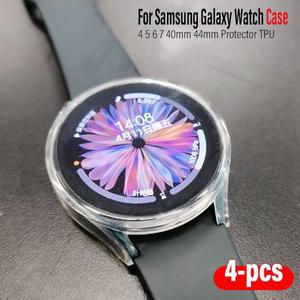 [호환품]1-4개 삼성 호환 갤럭시 호환 워치 4 5 6 7 40mm 보호 케이스 TPU 커버 실리콘 범퍼 스크린 액세서