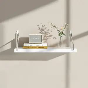 공간데코 벽선반 (40x15cm) (화이트) 무타공 우드선반