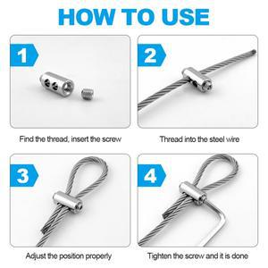 10pcs 2/3mm 와이어 로프 클램프 스테인레스 스틸 케이블 패스너 조정 가능한 나사 구리 금속 클립 슬링 피