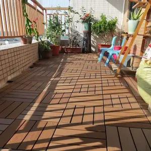 베란다 데크 타일 셀프 모듈형 합성목재 조립 데크 타일 플라스틱 인테리어 야외 고양이 화장실 마당 매트