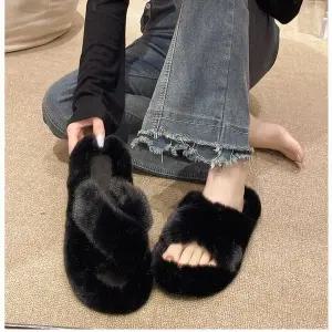꼬임디테일 YO345620 부드러운 퍼 포인트 여성 편안 겨울슬리퍼
