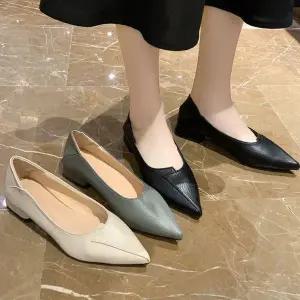 여성 FW709104 캐주얼 스틸레토 플랫 로퍼 슈즈