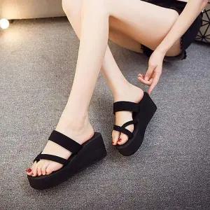 여성 KB859386 발편한 무지 데일리 휴양지룩 통굽 쪼리