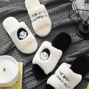 남녀공용 LP070449 방한 겨울 스타일 큐트 털슬리퍼 사무실실내