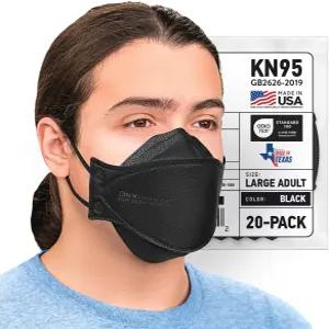 BNX 20팩 KN95 마스크 일회용 미립자 미국산 트리플 폴드 컵/피쉬 스타일