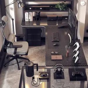 L자 컴퓨터 책상 사무용 게이밍 데스크탑 코너형 기역자 ㄱ자 책장