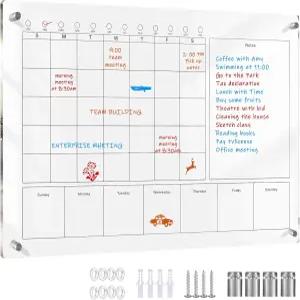 벽용 마리볼 대형 아크릴 달력 24인치 X16 건식 지우기 가정/사무실용 투명 벽