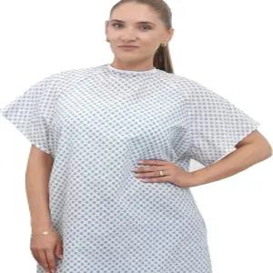 AMU 솔루션 12 팩 - 백 타이가 있는 흰색 병원 가운/타이가 환자 가운 원 사이즈 핏 올 도매