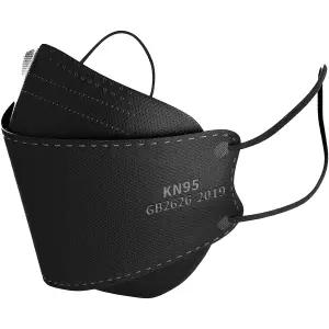 Edithqi KN95 페이스 마스크 50개 개별 포장 5겹 블랙 일회용 필터 효율 95 PM 2.5 연기 입자로부터 보호