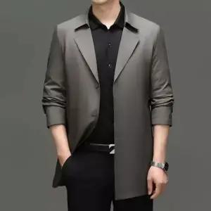 하프 남사친 가을 봄 캐주얼 헨리넥 심플데일리룩 트렌치 코트 칼라 OOTD3