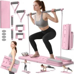 다기능 필라테스 보드 리포머 타이머 휴대폰 홀더 푸시업 바 앱 330LBS 용량의 휴대용 세트로 홈 운동을
