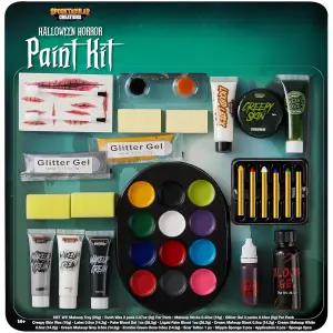 으스스한 크리에이션 26개 할로윈 가족 메이크업 키트 좀비 좀비가 있는 페이스 페인팅 가짜 혈액 코스튬