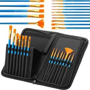 Honoson 16개 페이스 페인팅 세트 스탠드 브러시 홀더 정리함 15개 아크릴 페인트 5.4x10.8인치 블랙