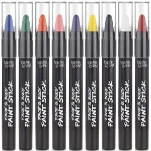 NON-UV 페이스 앤 바디 페인트 스틱 - 9가지 컬러 팩 코스튬 할로윈 및 파티 메이크업 모든 피부 타입에