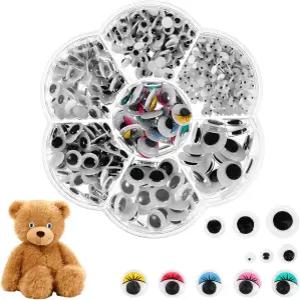 Nogeqi 700개의 작은 구글리 아이와 속눈썹 공예품용 4mm-12mm 아이 플라스틱 자가 접착 눈 DIY 스크랩북