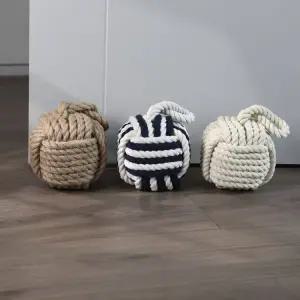 문콕방지 스토퍼 실타래 도어용 돌잡이용품 무명실 돌상 브라운 돌잔치 볼 방지 린넨 문콕