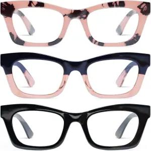 여성용 후베이 오프라 스타일 독서 안경 남성용 블루 라이트 차단 컴퓨터 사각형 리더기 스프링 힌지 포함