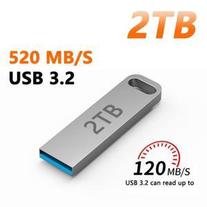 2TB USB 플래시 드라이브 3.2 고속 메탈 U 디스크 타입C 메모리 스틱 방수 SSD 저장장치 PC 전화 데이터 전