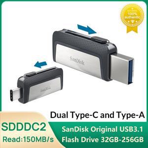 Sandisk호환SDDDC2 듀얼 플러그 플래시 드라이브 Type-C + A 32GB 64GB 128GB 256GB OTG USB 펜 스틱 (전화