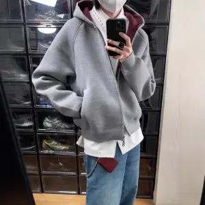 남친 레드 봄 집업 가디건 카디건 공기층 후드티 제왕 내피 컷팅 상의 ST1